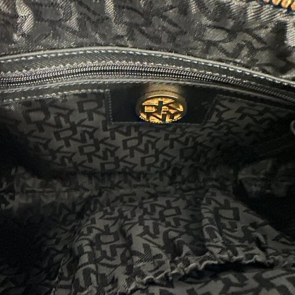 euc DKNY Small Purse - Long Chain, Black with Gold hardware - Picture 9 of 10